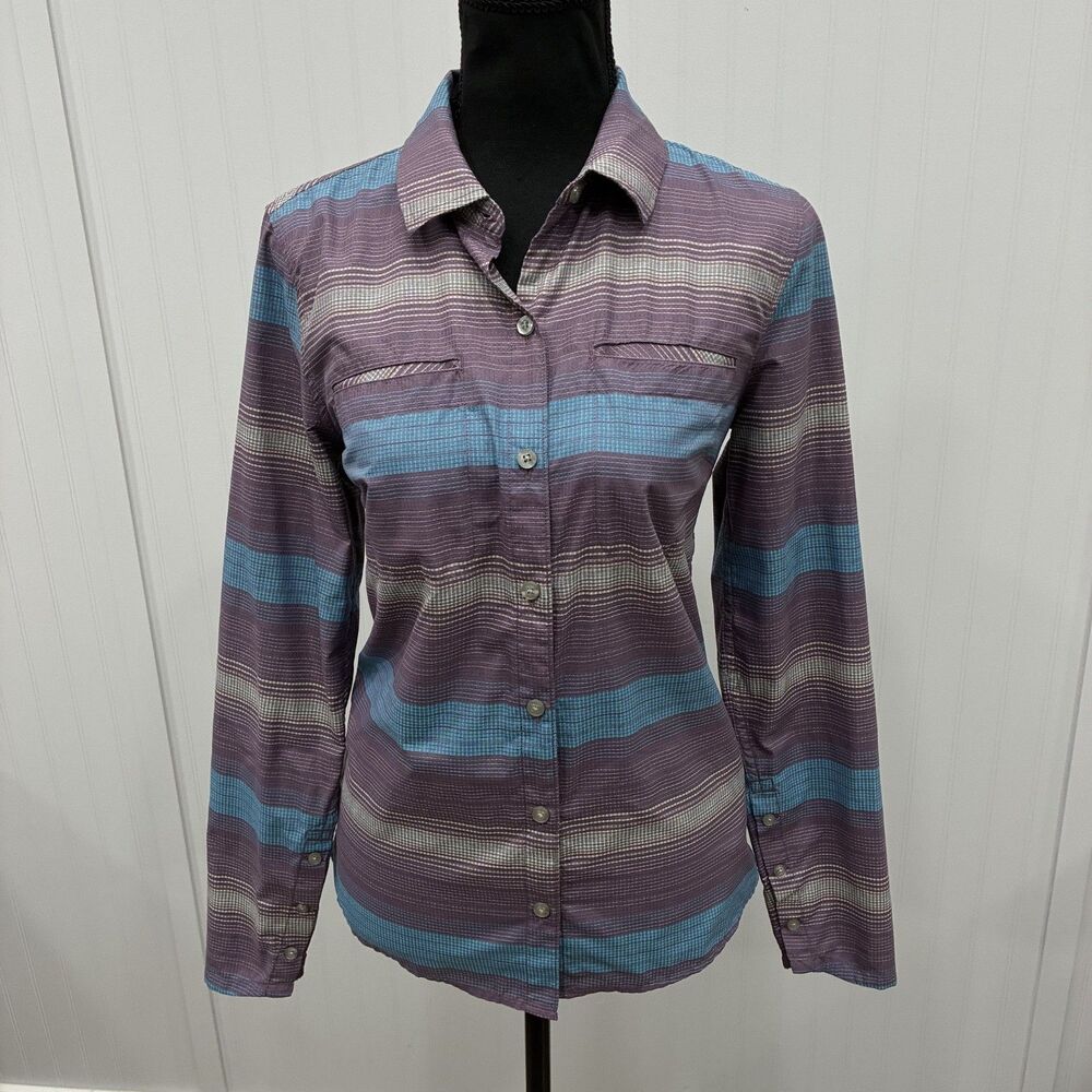 Marmot Women's Small Purple & Blue Aeolian Button Up Shirt Outdoors Hiking